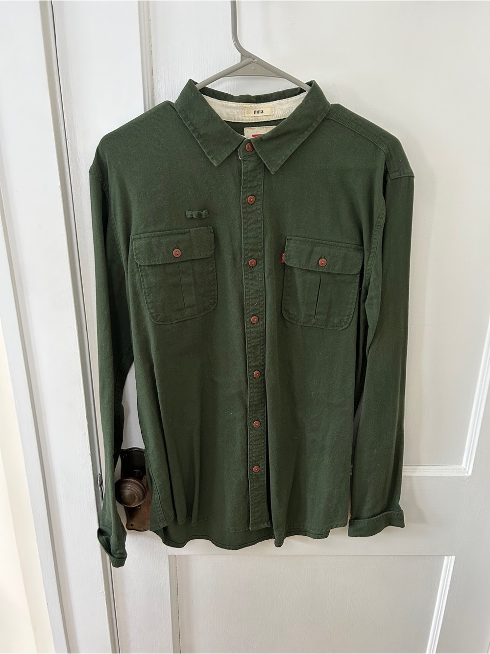 Levi's Men's Dark Olive Green Button-Front Utility Shirt